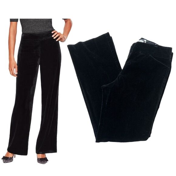 Talbots Pants - Talbots Black Velvet Slip On Straight Leg Pants Size 2 NWT